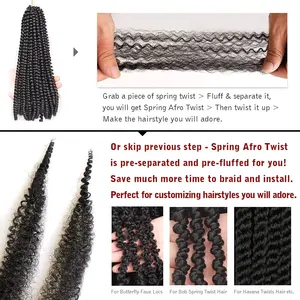 पूर्व-अलग गांठदार मार्ले ब्रेडिंग बाल वसंत एफ्रो मोड़ Crochet बाल थोक एक्सटेंशन अशुद्ध Locs चोटी अफ्रीकी महिलाओं के लिए