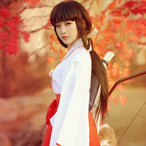 Disfraz de Cosplay de Kikyo Miko, Traje de Monja Japonesa, <span class=keywords><strong>Anime</strong></span> <span class=keywords><strong>Inuyasha</strong></span>, Actuación Escénica, Estilo Puro - Product Image 4