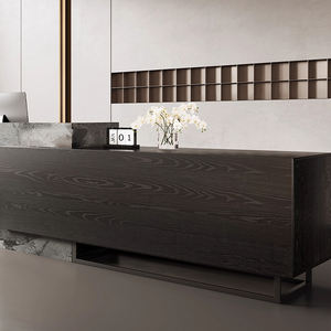 Escritorio de recepción de madera minimalista moderno personalizado 2025 para hoteles empresa recepción cajero Bar Mesa vestíbulo Bar Mesa - Product Image 4