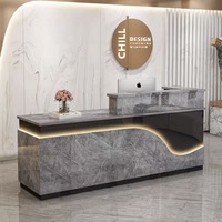 Comptoir de réception moderne en forme de marbre pour bureau, salon, hôtel ou école, table de caisse en bois, mobilier
