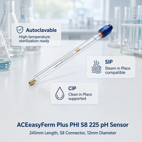 Capteur de pH pour Fermentation, Diamètre 12 mm, Connecteur PG13.5 S8 pour Surveillance en Ligne du Bioréacteur, Autoclavable, Personnalisable OEM ODM