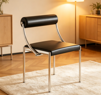 Chaise de maquillage minimaliste style INS, tabouret de coiffeuse avec structure en acier inoxydable, chaise de vanité pour chambre et bureau
