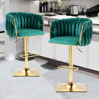 Chaise de bar comptoir en métal nordique pivotant ensemble de meubles de maison moderne haute en bois velours cuisine cuir or chaise de luxe tabourets de bar