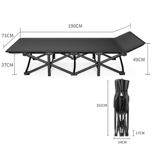 Xách tay hai lớp Oxford cắm trại cot hiện đại ngoài trời gấp giường với đệm thép khung kim loại cho người lớn ngủ - Product Image 2