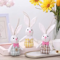 Décoration suspendue Lapin de Pâques, mini gnome fait main, jouet en peluche, fournitures pour fête de printemps