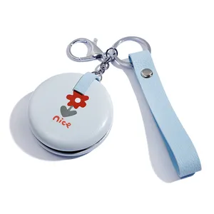 Circular Small Makeup Mirror Portable Foldable Double-sided Makeup Mirror Pocket Mirror With Key Chain