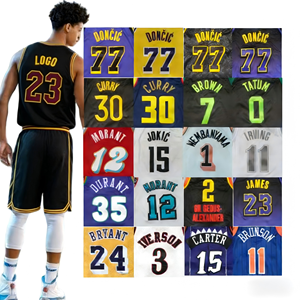 Camiseta Retro Personalizada de Malla 100% Poliéster para Niños con Números de James 23, <span class=keywords><strong>Ja</strong></span> <span class=keywords><strong>Morant</strong></span> 12, Tatum 0, Durant 35, Curry 30, Edwards, Bryant 24 y Doncic 77 - Product Image 1