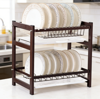 Escurridor de Platos Moderno de 2 Niveles, Metálico, Ecológico, Multifuncional, Mueble para el Hogar