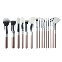 YM nouveaux produits 15 pièces couleur de couture rose Logo personnalisé beauté maquillage pinceau ensemble Tube en aluminium synthétique ombre à paupières brosse Kit