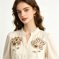 Appliques brodées en coton épais, imitation fleurs au crochet faites à la main, style vintage, écologiques, pour chapeaux et vêtements (vente en gros)