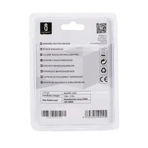 Detector de movimiento infrarrojo para pared, blanco, con ajuste de sensibilidad y alcance; ideal para seguridad y control. - Product Image 3