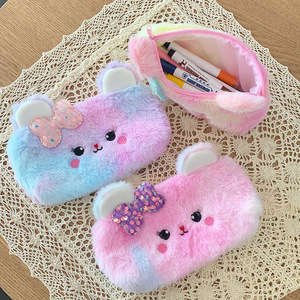 Moda Renkli Yay Şeklinde Oyuncak Ayı Peluş Kalem Çantası Yumuşak Malzeme Büyük Depolama Alanlı Kalem Kutusu Sevimli Taşınabilir Kırtasiye Çantası - Product Image 1