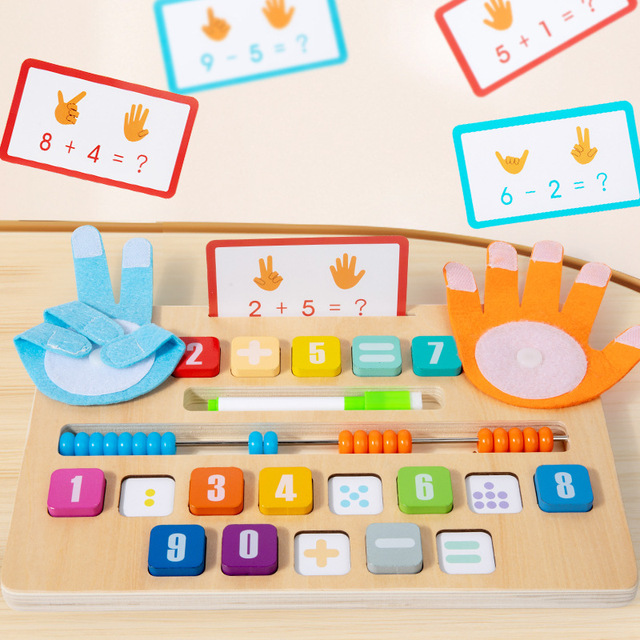 Wooden Children's Montessori Mathematics Teaching Aids Multiplication Math Table Finger Cognitive Arithmetic Board CE Toys