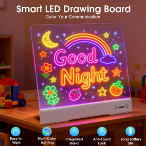 Wiederaufladbares LED-Plastik-Zeichenbrett für Mädchen und Jungen, trocken abwischbares <span class=keywords><strong>Board</strong></span> in RGB-Farben, inklusive Ständer, 7 Marker-Stifte, Kinderspielzeug - Product Image 5