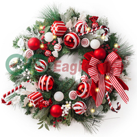 EAGLEGIFTS Vente en gros Guirlande de Noël de 18 pouces en argent et blanc, avec cônes de pin artificiels pré-éclairés, respectueuse de l'environnement, certifiée BSCI