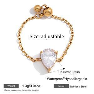 Bague ajustable en acier inoxydable hypoallergénique avec zircone cubique, sans ternissement, pour femme - Product Image 6