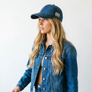 Custom Logo Soft Crown Washed Denim Hats Adjustable Clip Vintage Distressed Jean Hat Distressed <b>Plain</b> Baseball <b>Cap</b> - Product Image 3
