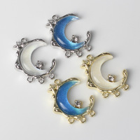 Alliage simple résine pierre brillante incrustation la lune connecteur multi-suspendu pendentif breloque bracelet à bricoler soi-même colliers et autres accessoires