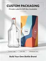 Bouteille en verre à ouverture pivotante avec poignée latérale pour la fabrication artisanale de kombucha et de cidre, 250 ml, 350 ml, 500 ml