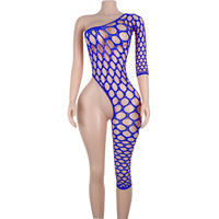 Tenue de danse de salon d'entraînement pour femme, combinaison à une manche avec strass, en Spandex/Nylon