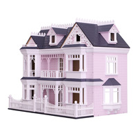 Nouvelle maison de poupée en bois rose traditionnelle 2022, ensemble de meubles et jouets certifiés EN71 ASTM pour enfants de 3 ans et plus