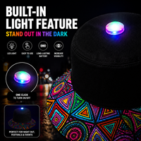 Cappello da Pescatore Luminoso di Lusso Boho con Luce LED Superiore per Pesca Notturna, Campeggio, Sicurezza e Attività all'Aperto