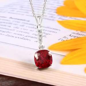 Colgante Clásico de Plata de Ley 925 con Rubí de Moçambique Creado en Laboratorio en Forma de Pera de 14x14mm para Mujer, Ideal para Bodas, Fiestas y Compromisos - Product Image 2