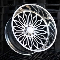 Jantes en alliage monobloc forgées KYKY, design Deep Dish, noir brillant, multi-rayons fraisés, 22 et 24 pouces, 8 trous 8x180 pour voiture de spectacle
