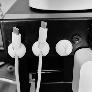 Cable Organizer Clip Round White Desktop Storage Hook Type Durable Office Organizer - Product Image 1