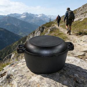 Marmite polyvalente <span class=keywords><strong>en</strong></span> <span class=keywords><strong>fonte</strong></span> pré-assaisonnée 2-<span class=keywords><strong>en</strong></span>-1, ustensile de cuisine, <span class=keywords><strong>cocotte</strong></span> <span class=keywords><strong>en</strong></span> <span class=keywords><strong>fonte</strong></span> double hollandaise - Product Image 3