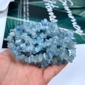 Chữa Bệnh Pha Lê Sỏi Đá Aquamarine Chip Vòng Đeo Tay Phụ Nữ Tự Nhiên sứt mẻ Pha Lê Lãng Mạn Vòng Đeo Tay Đồ Trang Sức