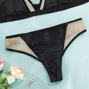 Conjunto de lencería sexy de malla transparente con cuello en V profundo, sin aros, de alta elasticidad, 2 piezas, sujetador y braga, ¡Gran oferta! - Product Image 6