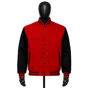 Custom Logo High-Quality <b>Varsity</b> <b>Jackets</b> <b>Vintage</b> Washed Tan Canvas Embroidered Logos Wool Leather Sportswear Factory Price - Product Image 1