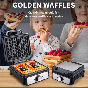 Macchina per waffle elettrica 220V con doppia piastra antiaderente per colazione, toast e sandwich - Product Image 3