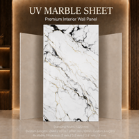 Panel de Pared UV MORLENX Blanco y Negro con Vetas Doradas Finas para Proyectos de Desarrollo de Propiedades de Lujo