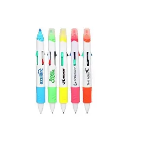 Stylo à bille multicolore en plastique, stylo à bille personnalisé multicolore avec surligneur