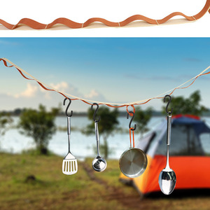 Cuerda ajustable de nailon de 5cm x 15m para colgar ropa en exteriores, con 24 anillas para tiendas de campaña y herramientas de supervivencia - Product Image 5