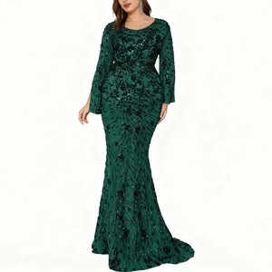 Nuovo Abito <span class=keywords><strong>da</strong></span> <span class=keywords><strong>Sera</strong></span> Lungo a Sirena con Paillettes, Taglia Grande, Snellente, per Donna, Collezione 2025 - Product Image 2