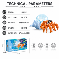 Ensemble de blocs de construction personnalisés 84 pièces Crabe ermite, modèle 3D DIY, jouets de construction pour enfants, coquille translucide avec lumière, briques STEM