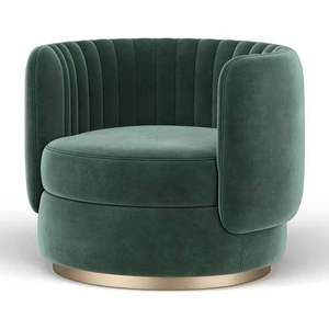 Modern Velvet Swivel Accent Chair Tufted Lounge Armchair Metal Base for Living Room Hotel Apartment - Product Image 1
