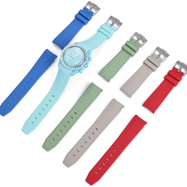 JUELONG 20mm 22mm Curved End Rubber Watch Bands Soft Rubber Replacement Watch Straps for Mo on Watches