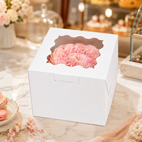 Boîte à gâteau blanche de luxe avec fenêtre transparente festonnée, boîte d'emballage pour pâtisserie, tartes, muffins, cupcakes en carton alimentaire, logo personnalisé