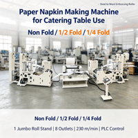 Machine de production de serviettes plates 140*135mm, 8 sorties, pliage multiple, vitesse de 230m/min, best-seller au Pérou
