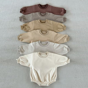 Romper Boho bayi netral uniseks Sweatshirt balita katun Terry ukuran besar Sweater kosong sublimasi netral Romper gelembung - Product Image 1