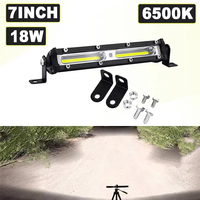 Barra de luz de trabajo LED ultrafina de 7 pulgadas y 18W, luces de remolque SUV a prueba de polvo COB de una sola fila para iluminación Exterior de coche todoterreno 4x4