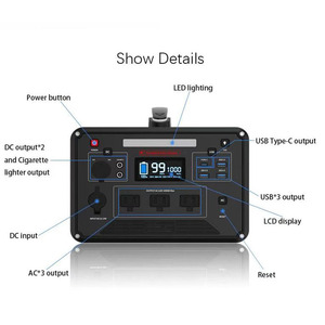 Station d'alimentation portable Powersource 2000W 400000mAh LiFePO4 compatible solaire et automobile, onde sinusoïdale pure pour usage extérieur et domestique - Product Image 5