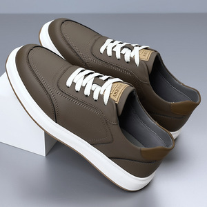 White <b>Leather</b> <b>Sneakers</b> Men Soft Sole Low Heel Casual Shoes For Leisure Walking Style - Product Image 3