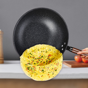 Wok de Cocina de Acero al Carbono de 30/32cm, Económico, Antiadherente, con Revestimiento de Mármol, para Freír, Panci Goreng, Kuali - Product Image 2