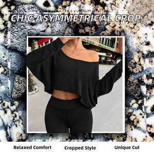 Camiseta Corta de Verano para Mujer, Moderna, Transpirable, de Color Sólido, de Manga Larga, Estilo Asimétrico, Holgada, Ajustada, de Algodón - Product Image 2