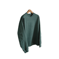 MYQ Pull-over Homme Style Coréen Rétro Décontracté 100% Coton Polaire Uni Anti-rétrécissement Col Rond Ample Lavé pour l'Automne